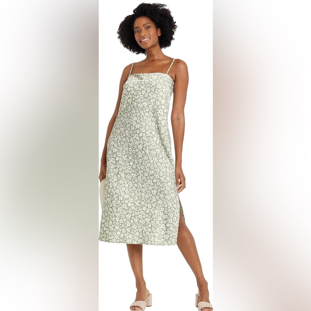 A New Day Green and White Floral Dress, Size Medium, EUC